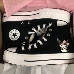 Black platform kuromi converse